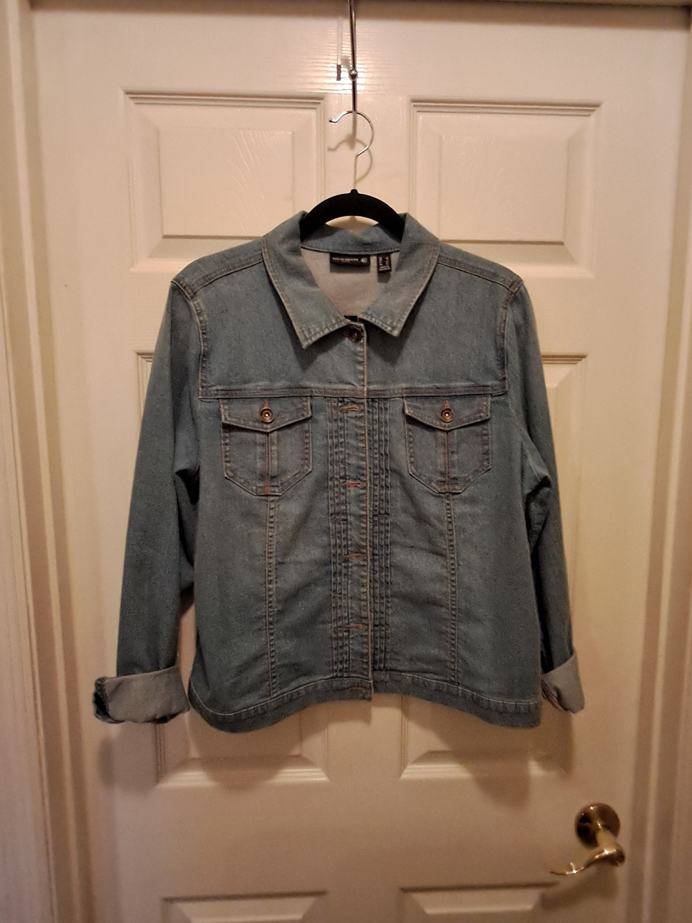 Susan Graver Jean Denim Button-Front Jacket - Light Blue Size L